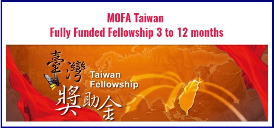 ทุนวิจัย MOFA Taiwan Fellowship ประจำปี 2564 ณ มหาวิทยาลัยในประเทศไต้หวัน