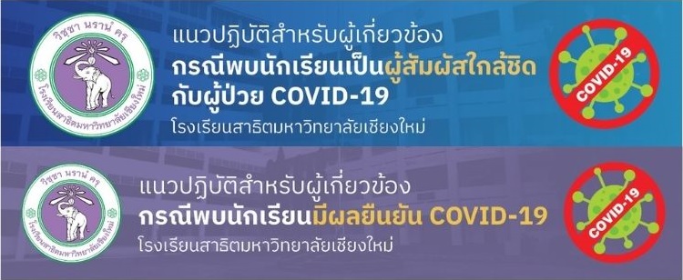 ประกาศโรงเรียนสาธิตมหาวิทยาลัยเชียงใหม่ : แนวปฏิบัติสำหรับผู้เกี่ยวข้อง กรณีพบนักเรียนเป็นผู้สัมผัสใกล้ชิดกับผู้ป่วยหรือมีผลยืนยัน โรคติดเชื้อไวรัสโคโรนา 2019 (COVID-19)