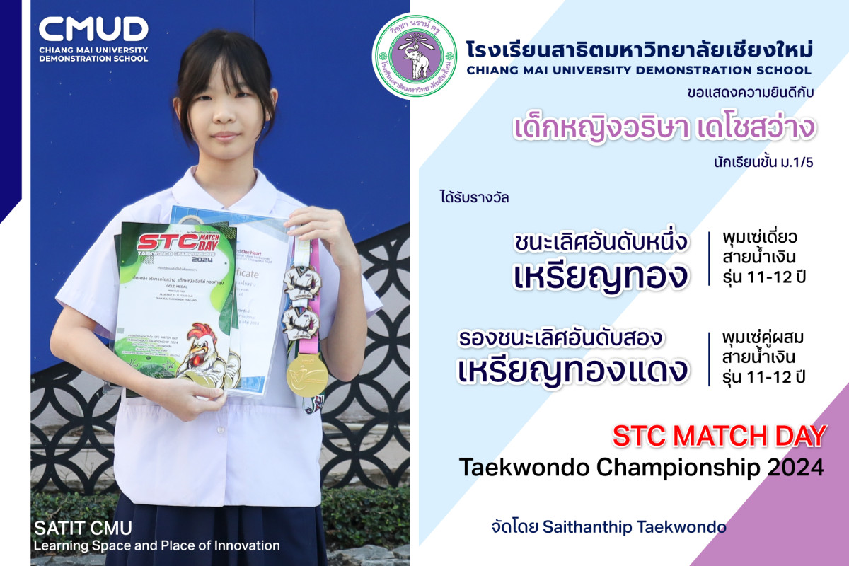 เด็กหญิงวริษา เดโชสว่าง ได้รับ 2 รางวัล จาก STC Math Day Taekwondo Championship 2024