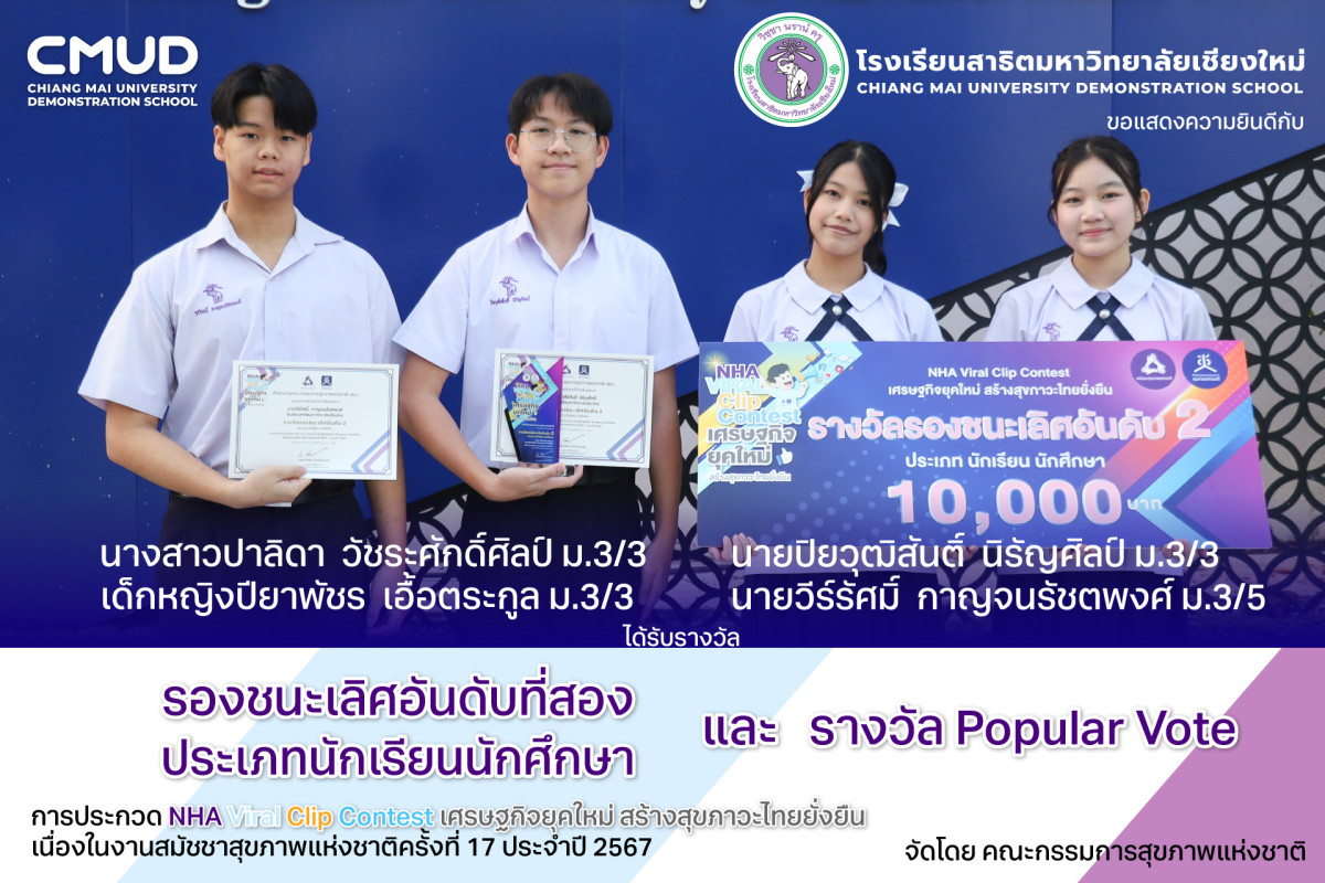 รางวัลรองชนะเลิศอันดับที่สองประเภทนักเรียนนักศึกษาและรางวัล Popular Vote