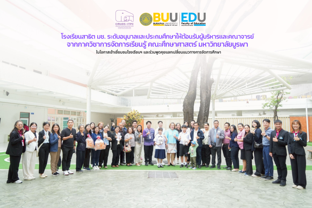 โรงเรียนสาธิต มช. ระดับอนุบาลและประถมศึกษา ให้การต้อนรับผู้บริหารและคณาจารย์จากภาควิชาการจัดการเรียนรู้ คณะศึกษาศาสตร์ มหาวิทยาลัยบูรพา ในโอกาสเข้าเยี่ยมชมโรงเรียนฯ