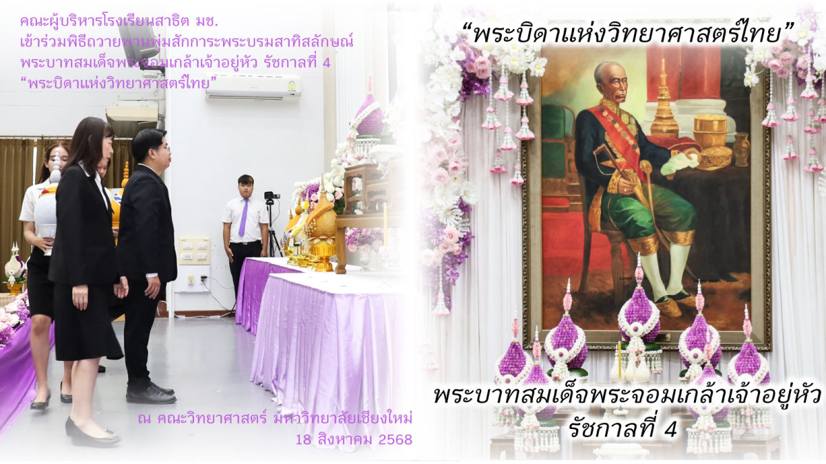โรงเรียนสาธิต มช. ร่วมพิธีถวายพานพุ่มสักการะพระบรมสาทิสลักษณ์ พระบาทสมเด็จพระจอมเกล้าเจ้าอยู่หัว รัชกาลที่ 4  “พระบิดาแห่งวิทยาศาสตร์ไทย”
