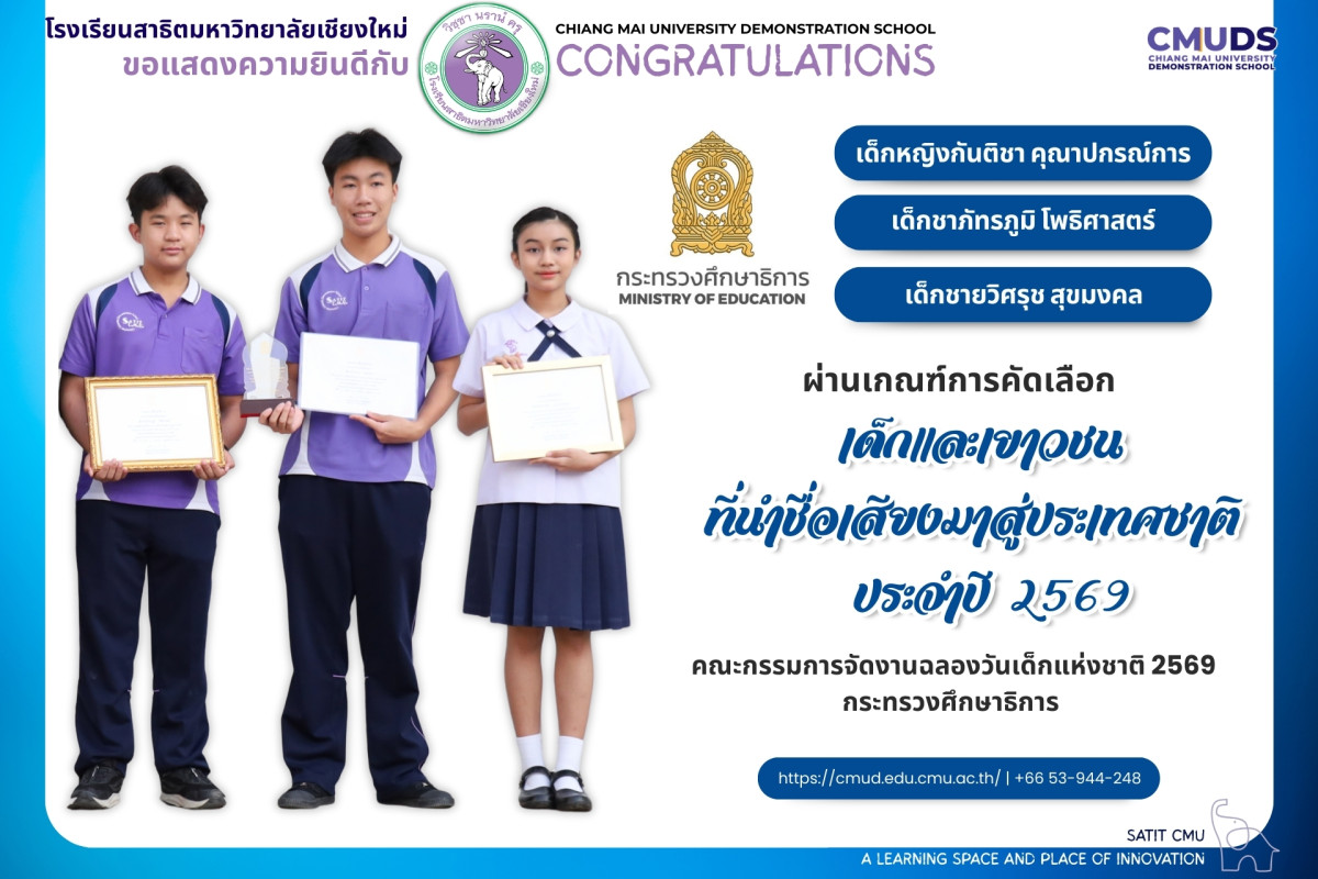 เด็กและเยาวชนที่นำชื่อเสียงมาสู่ประเทศชาติประจำปี 2569